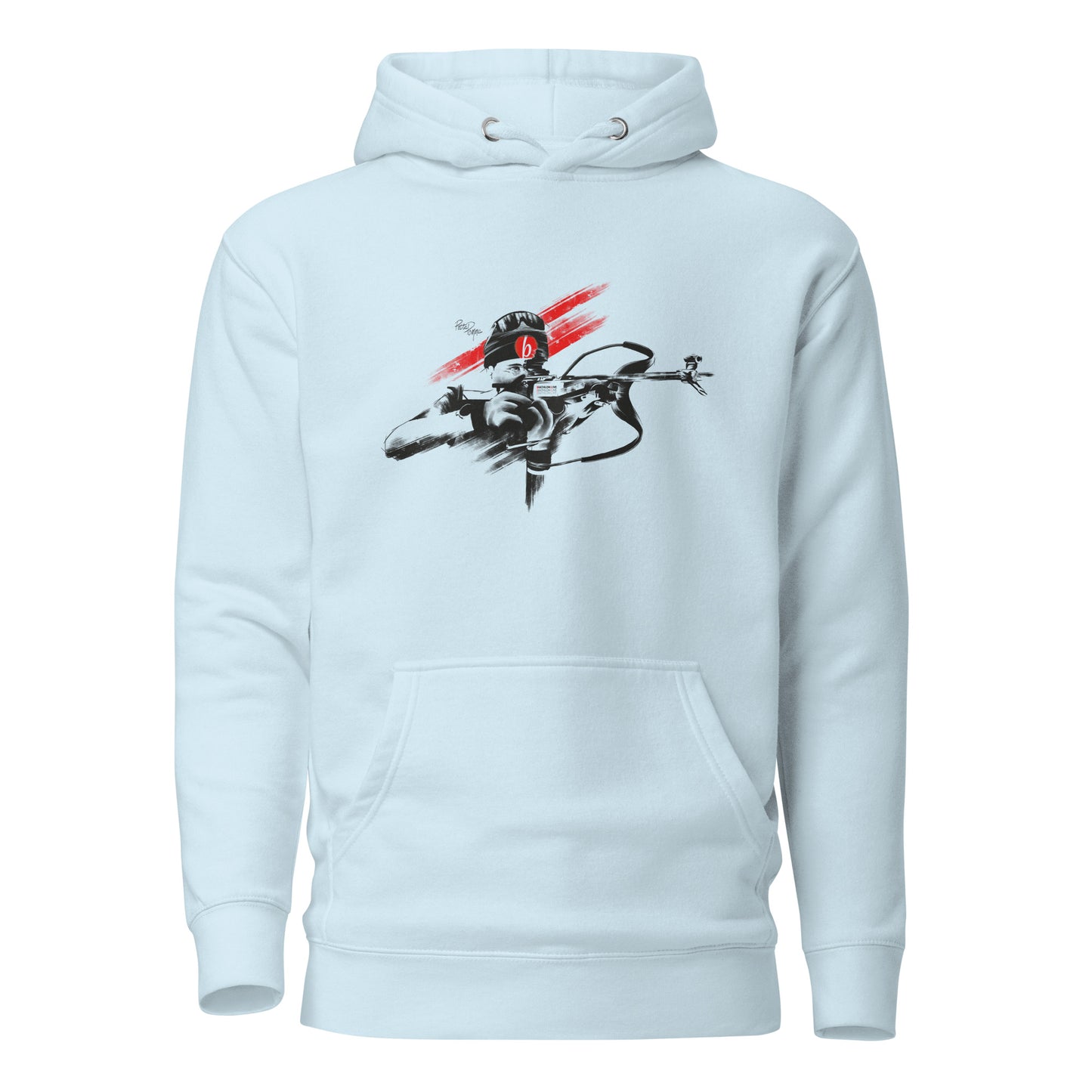 Herren-Hoodie mit Biathlon-Schießmotiv