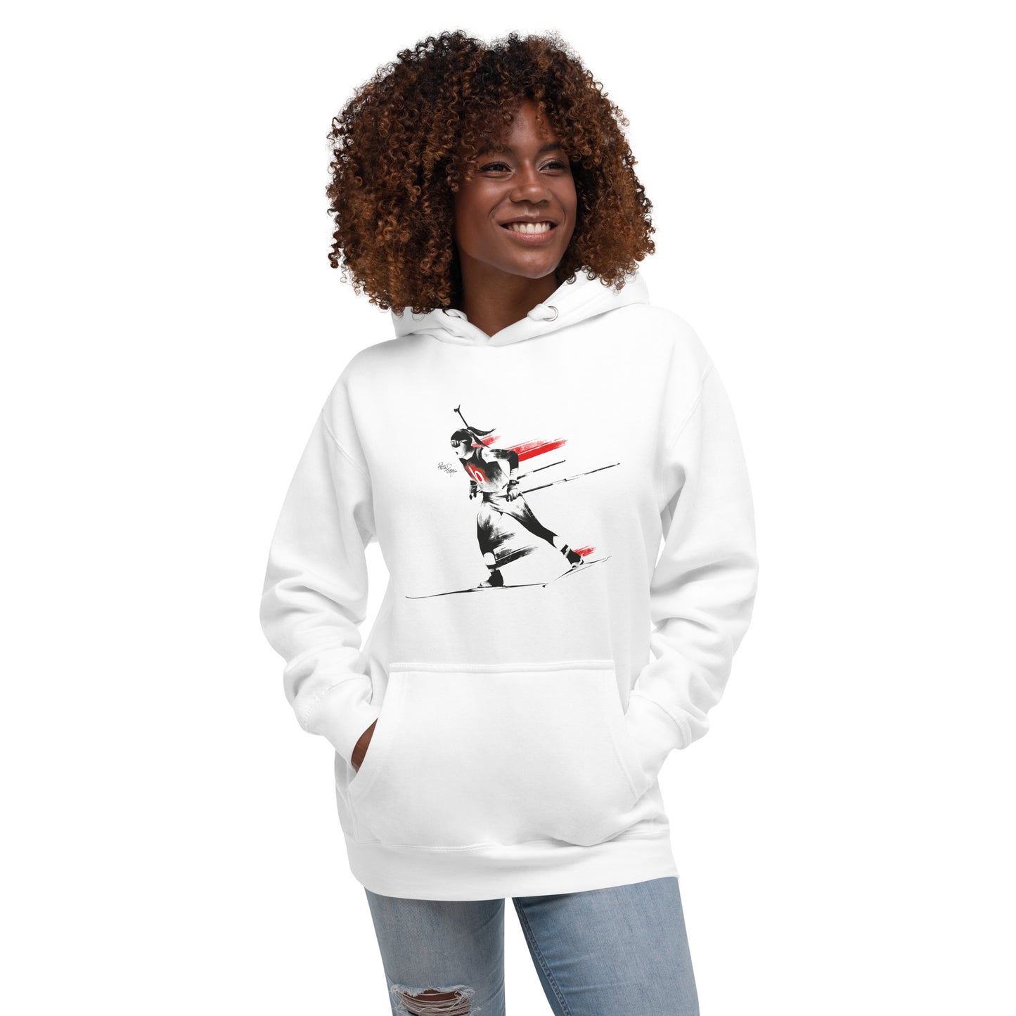 Sweat à Capuche Illustration sprint biathlète féminine