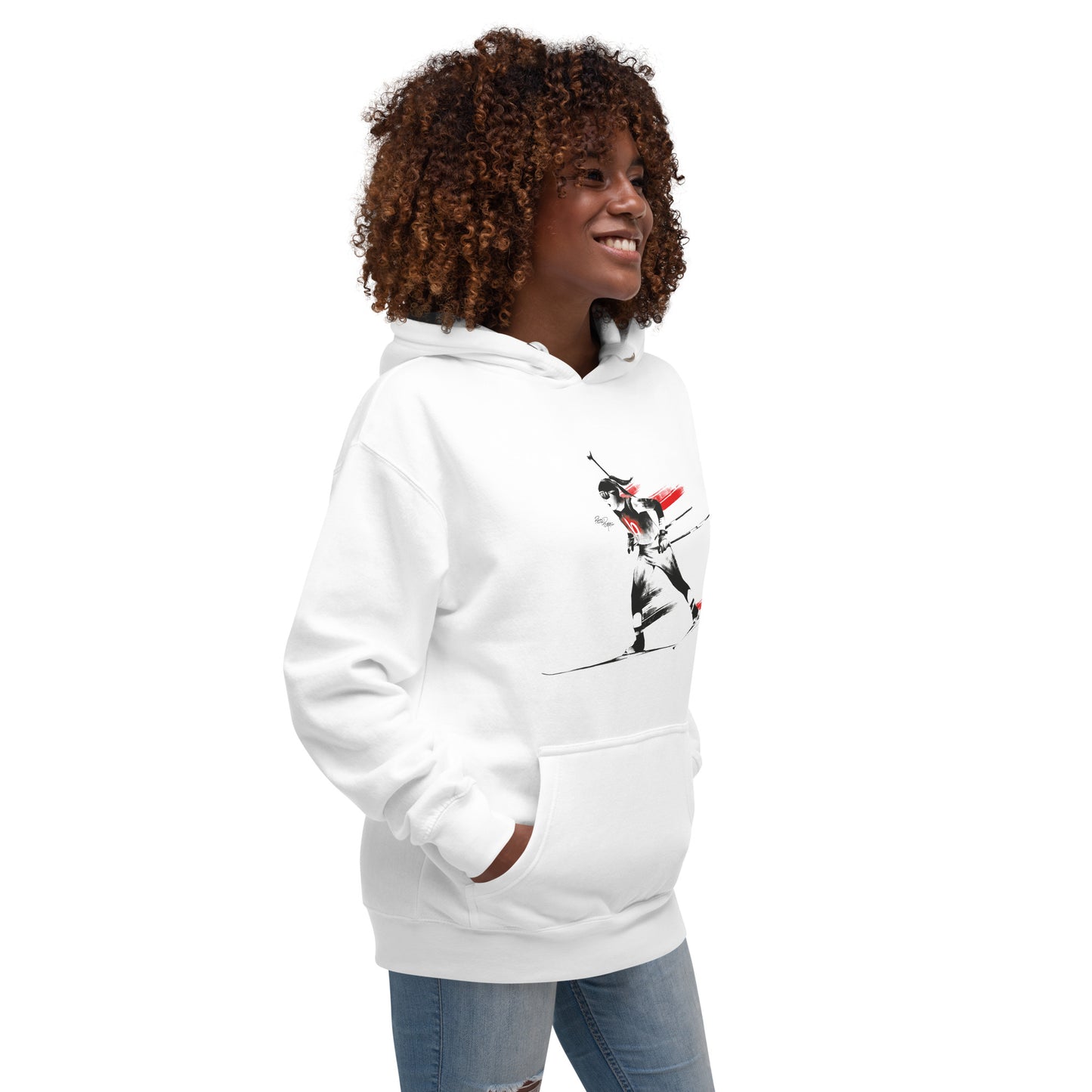 Sweat à Capuche Illustration sprint biathlète féminine