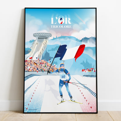 Affiche biathlon "L'Or Tricolore"
