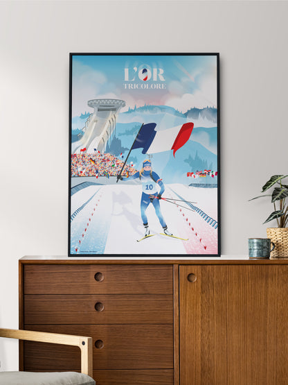 Affiche biathlon "L'Or Tricolore"